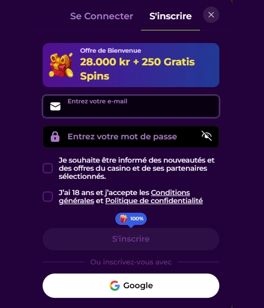 spintein casino registration